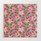 Cherry Pattern on Lavender Wood Wall Art Gallery Image 1