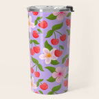 Cherry Pattern on Lavender Travel Mug Gallery Image 2