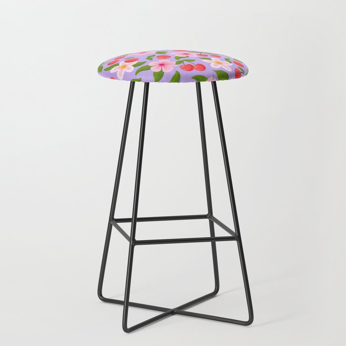 Cherry Pattern on Lavender Stool Gallery Image 1