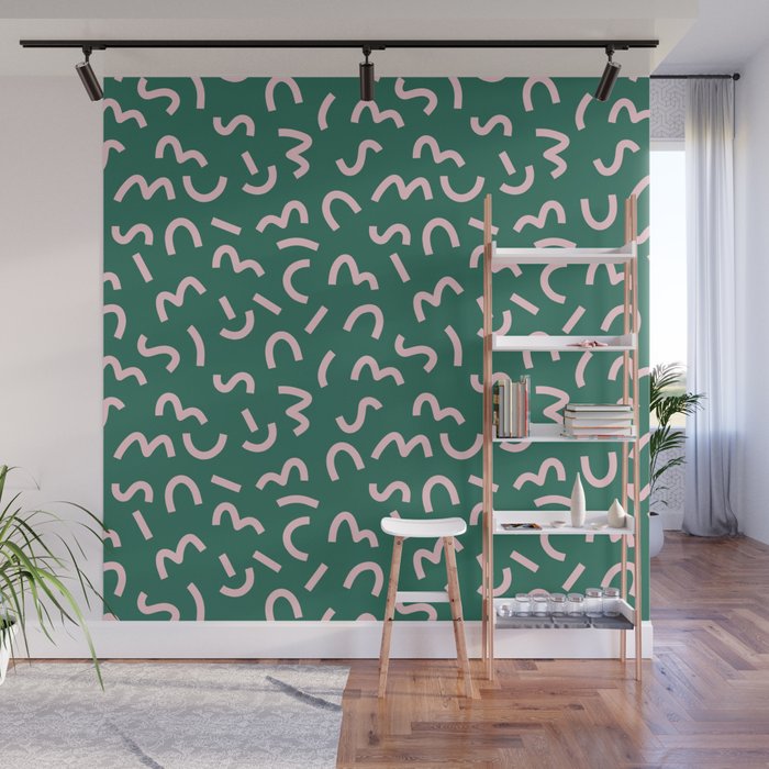 Funky Green and Pink Pattern Wall Mural Gallery Image 1