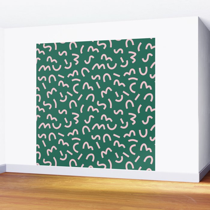 Funky Green and Pink Pattern Wall Mural Gallery Image 2