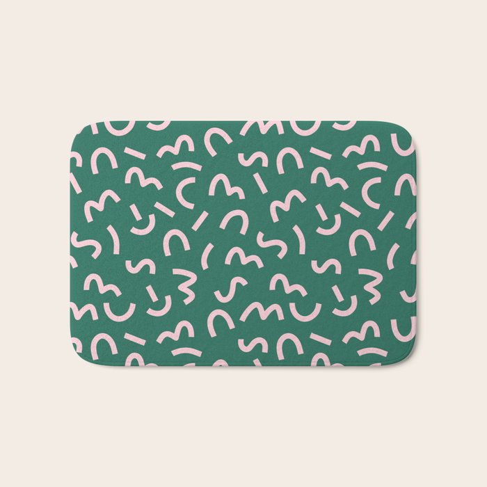 Funky Green and Pink Pattern Bath Mat Gallery Image 1