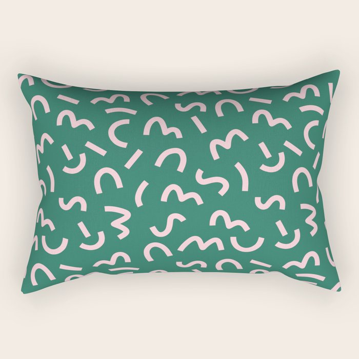 Funky Green and Pink Pattern Rectangular Pillow Gallery Image 1