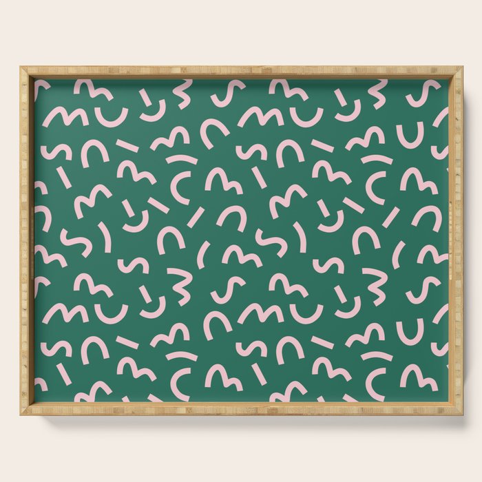 Funky Green and Pink Pattern Serving Tray Gallery Image 1