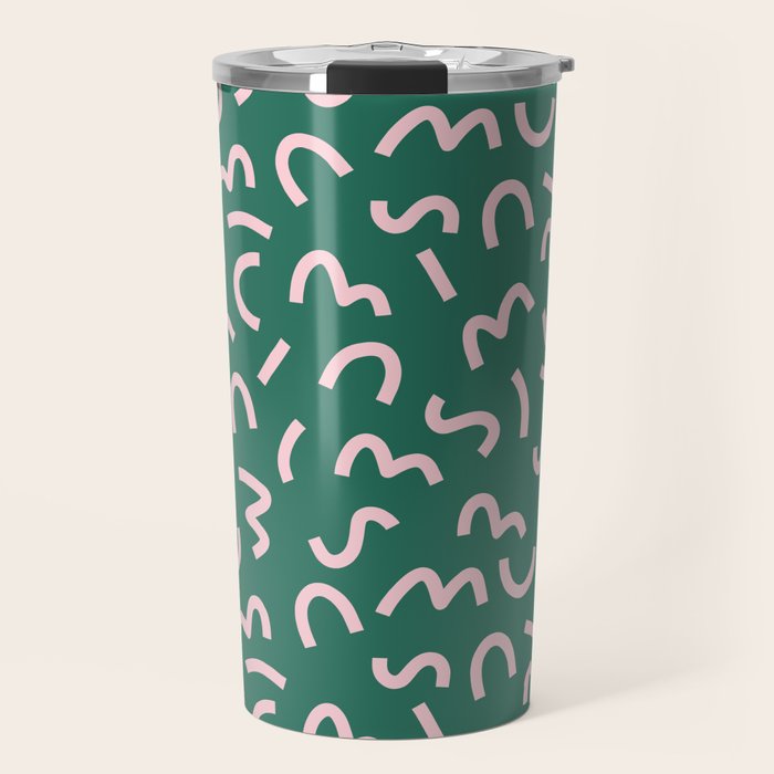 Funky Green and Pink Pattern Travel Mug Gallery Image 1