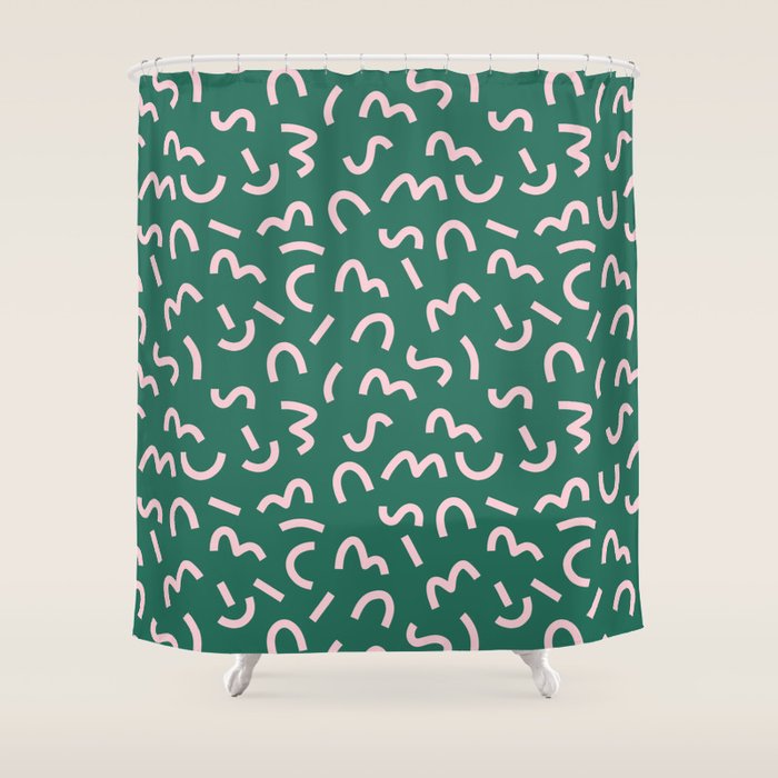 Funky Green and Pink Pattern Shower Curtain Gallery Image 1