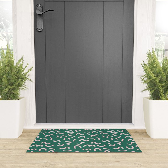 Funky Green and Pink Pattern Welcome Mat Gallery Image 3