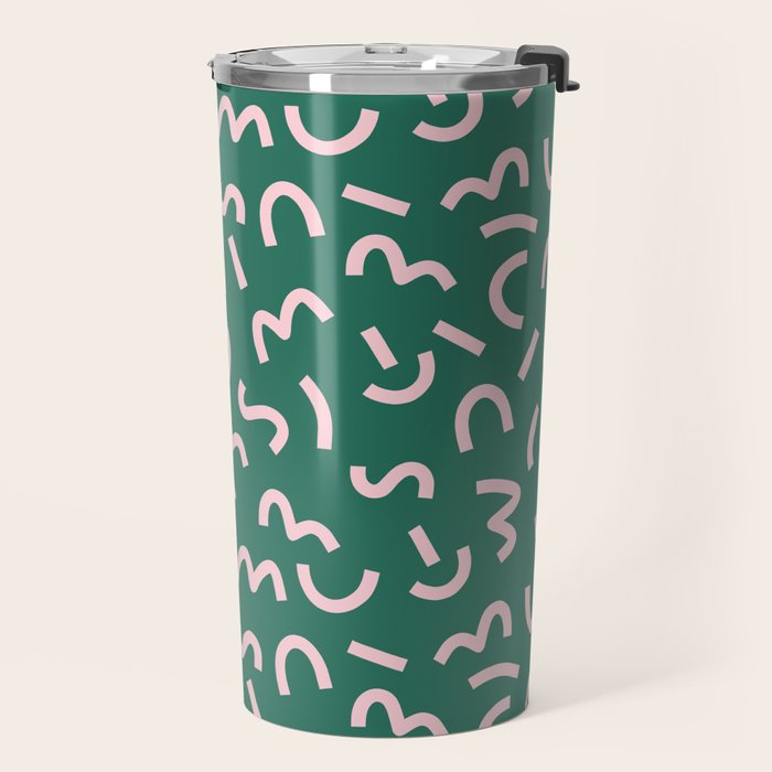 Funky Green and Pink Pattern Travel Mug Gallery Image 2