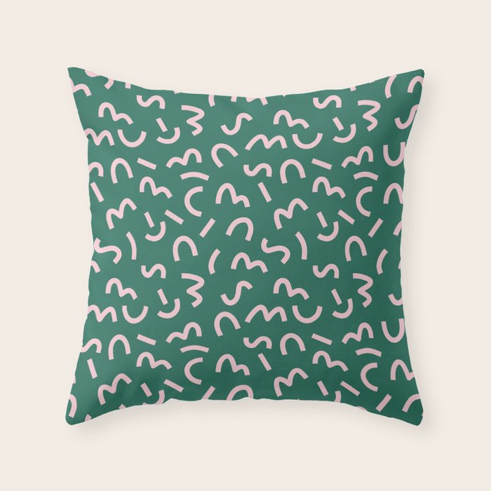 Funky Green and Pink Pattern Throw Pillow Gallery Image 6