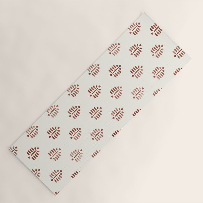 block print palm in rust Yoga Mat Gallery Image 1