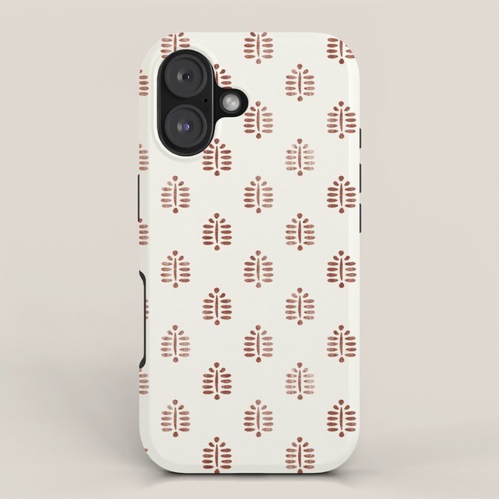 block print palm in rust iPhone Case Gallery Image 1