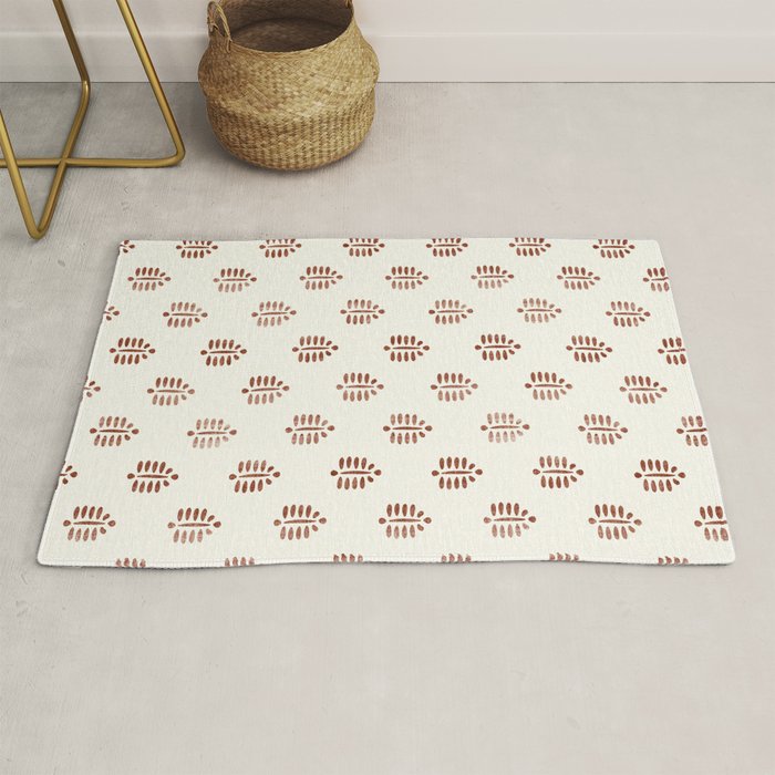 block print palm in rust Rug Gallery Image 1
