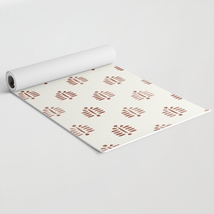 block print palm in rust Yoga Mat Gallery Image 2
