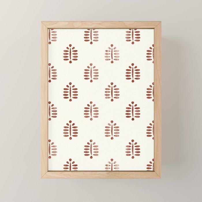 block print palm in rust Mini Art Print Gallery Image 1