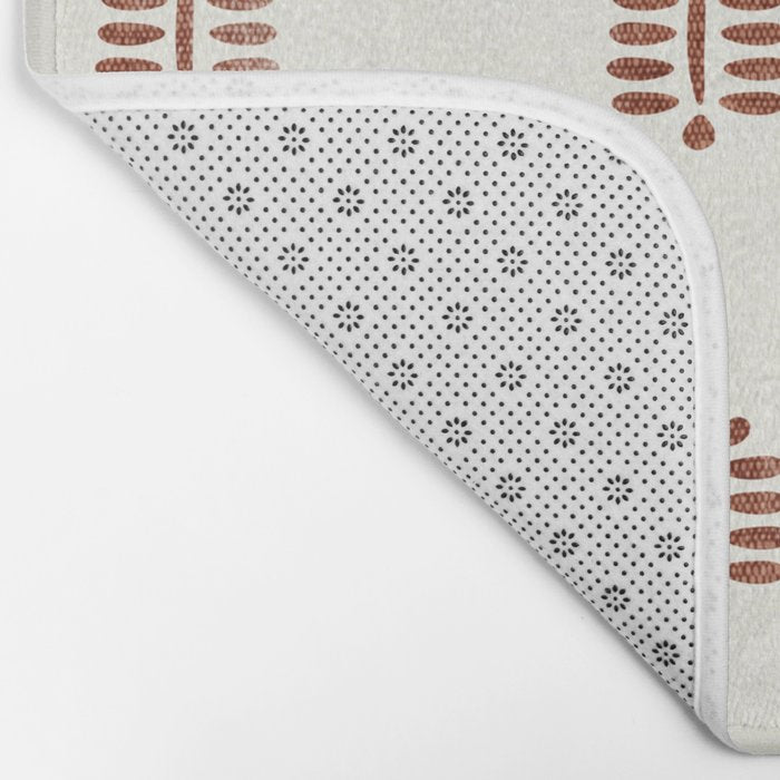 block print palm in rust Bath Mat Gallery Image 2