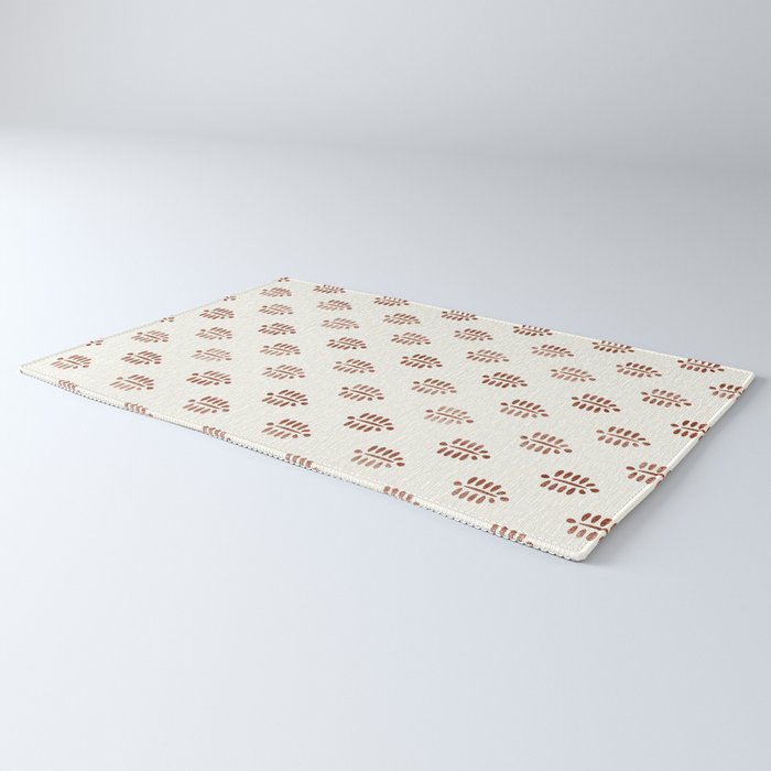 block print palm in rust Rug Gallery Image 3