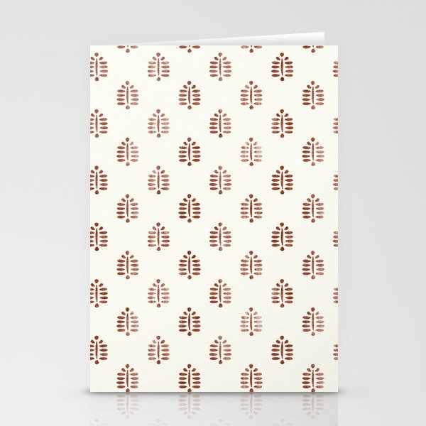 block print palm in rust Stationery Card Gallery Image 1