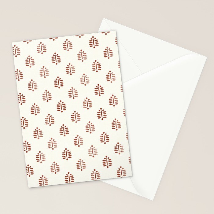 block print palm in rust Stationery Card Gallery Image 2