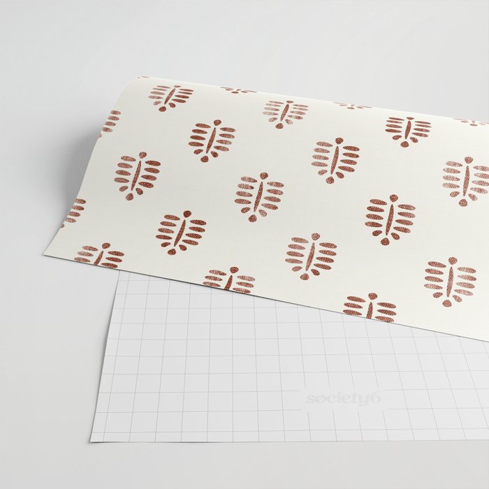 block print palm in rust Wrapping Paper Gallery Image 2