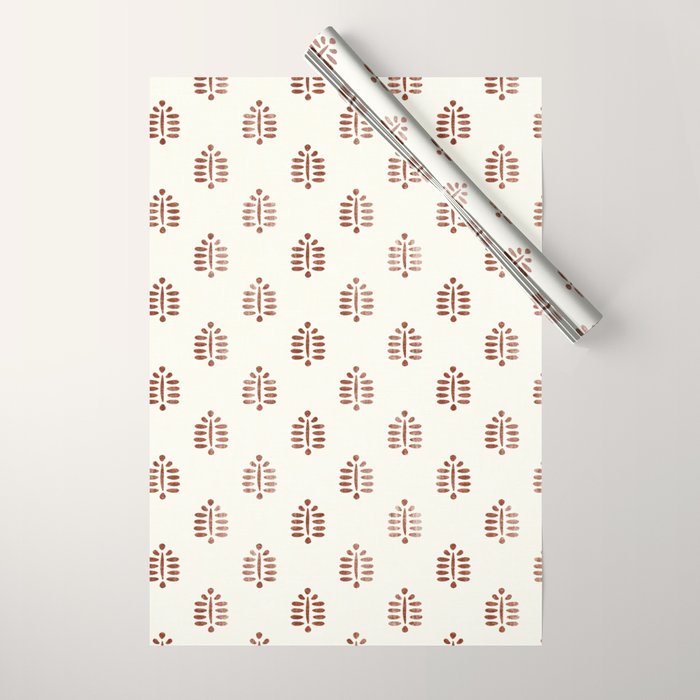 block print palm in rust Wrapping Paper Gallery Image 1
