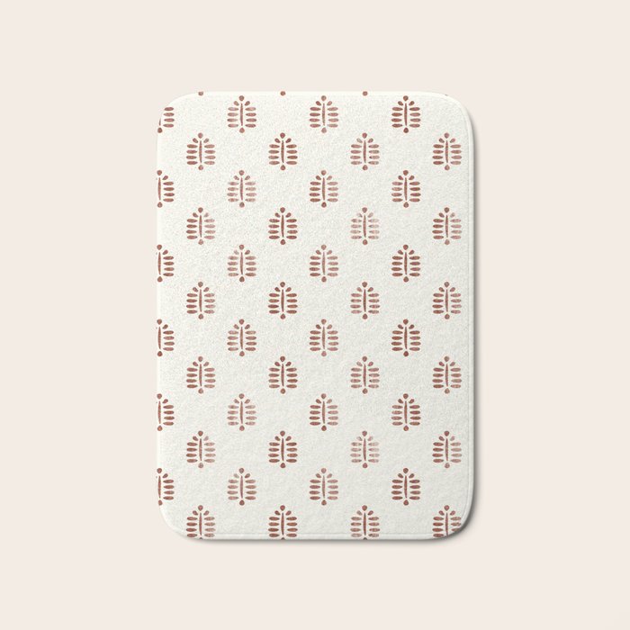 block print palm in rust Bath Mat Gallery Image 1