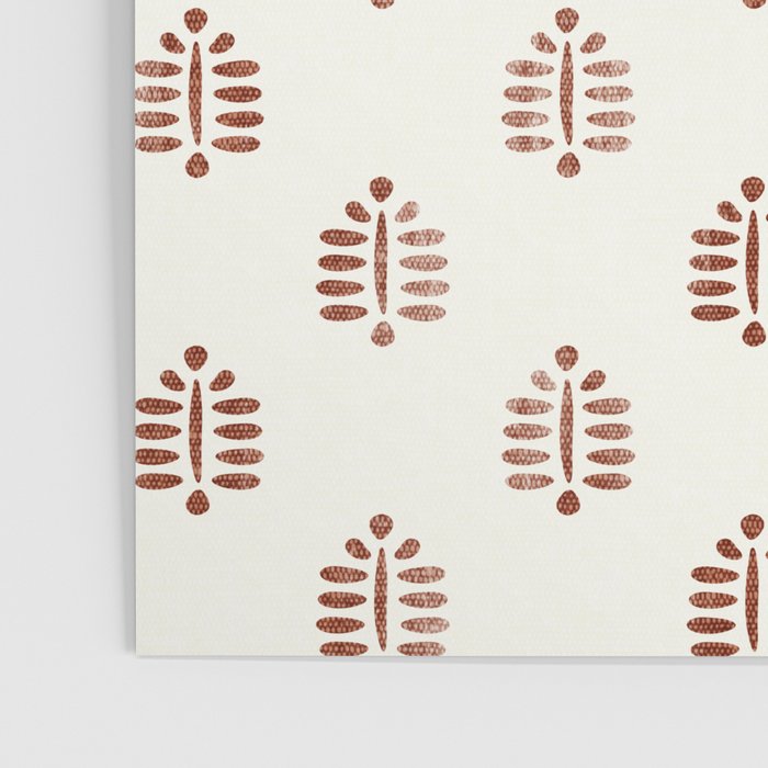 block print palm in rust Poster Gallery Image 3