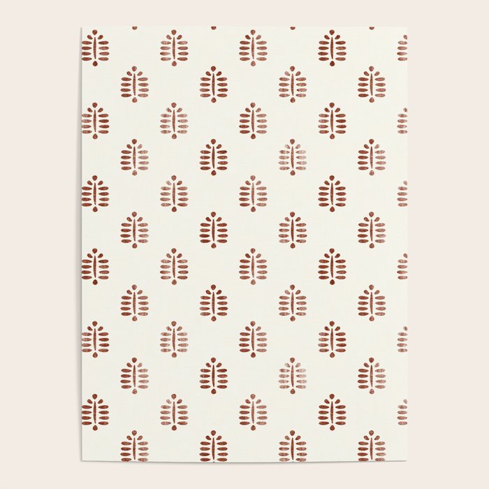 block print palm in rust Poster Gallery Image 4