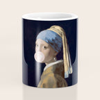 Girl with Pearl Earing Blowing Gum Coffee Mug Gallery Image 4