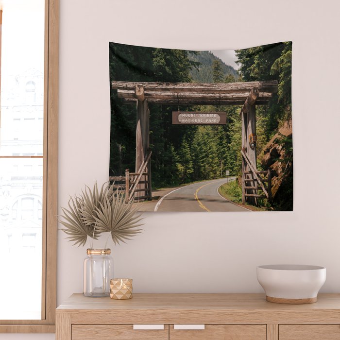 Mount Rainier National Park Entrance Wall Tapestry Gallery Image 2