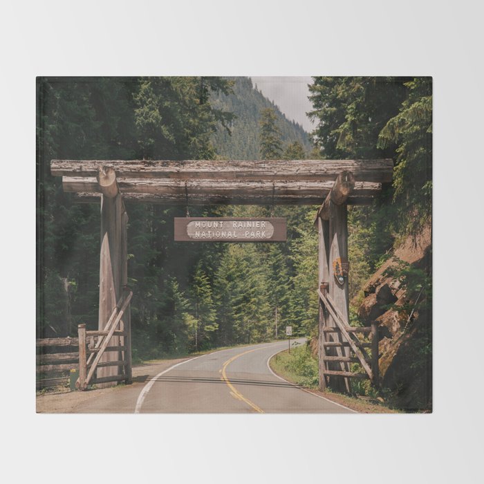 Mount Rainier National Park Entrance Throw Blanket Gallery Image 2
