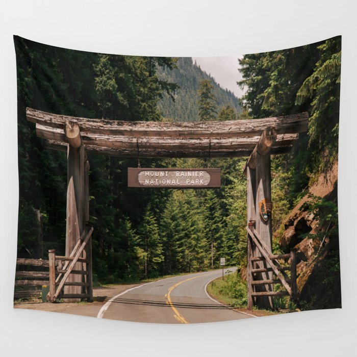 Mount Rainier National Park Entrance Wall Tapestry Gallery Image 4