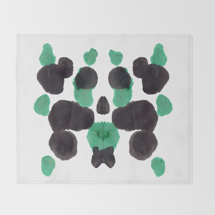 Green & Black Ink Blot Diagram Throw Blanket Gallery Image 2