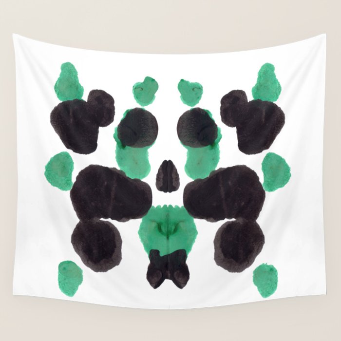 Green & Black Ink Blot Diagram Wall Tapestry Gallery Image 4