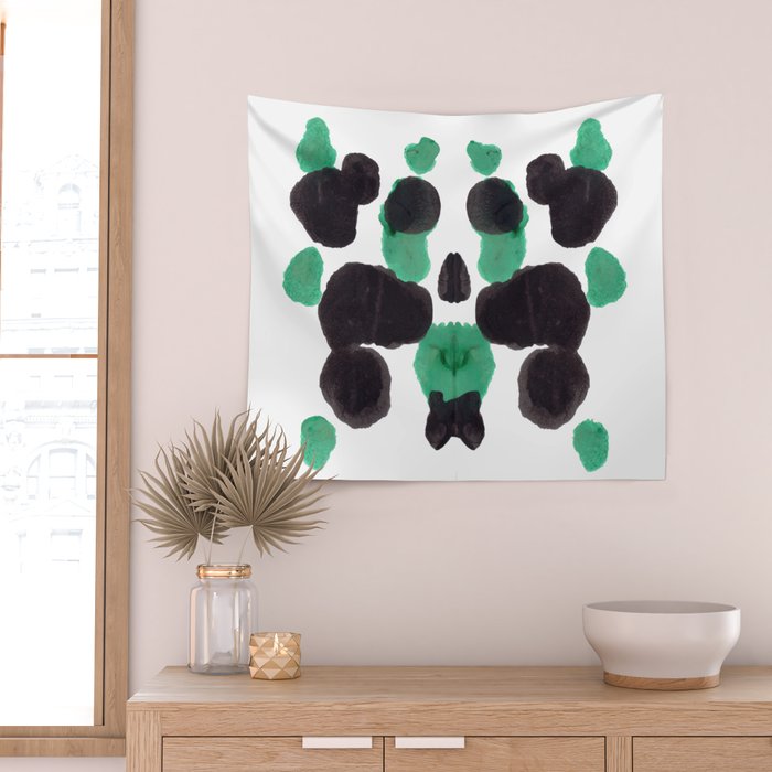 Green & Black Ink Blot Diagram Wall Tapestry Gallery Image 2