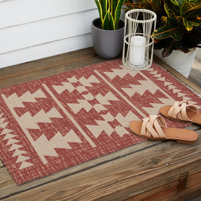 Southwestern Pattern 135 Sienna and Beige Outdoor Rug Gallery Image 2