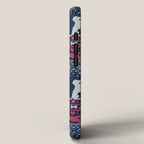 Fair Isle Knitting Doxie Love // navy blue background white and red dachshunds dogs bones paws and hearts iPhone Case Gallery Image 2