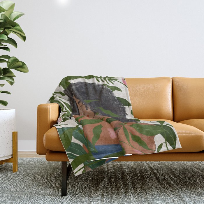 Aanu the plant lady  Throw Blanket Gallery Image 1