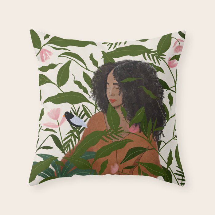 Aanu the plant lady  Throw Pillow Gallery Image 6