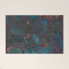 Antique Map Teal Blue and Copper Welcome Mat Gallery Image 1