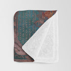 Antique Map Teal Blue and Copper Throw Blanket Gallery Image 3