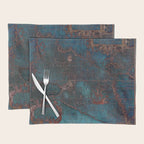 Antique Map Teal Blue and Copper Placemat Gallery Image 1