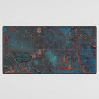 Antique Map Teal Blue and Copper Desk Mat Gallery Image 3