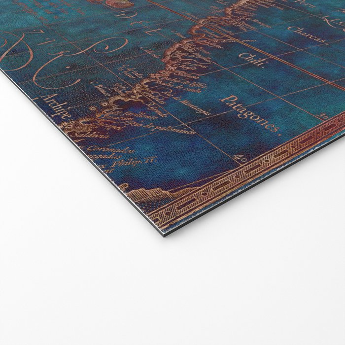 Antique Map Teal Blue and Copper Welcome Mat Gallery Image 2