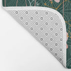 Art Nouveau floral pattern with lines - emerald green Bath Mat Gallery Image 2