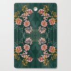 Art Nouveau floral pattern with lines - emerald green Cutting Board Gallery Image 1
