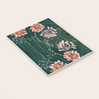 Art Nouveau floral pattern with lines - emerald green Notebook Gallery Image 3