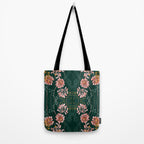 Art Nouveau floral pattern with lines - emerald green Tote Bag Gallery Image 2