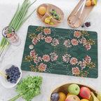 Art Nouveau floral pattern with lines - emerald green Cutting Board Gallery Image 2