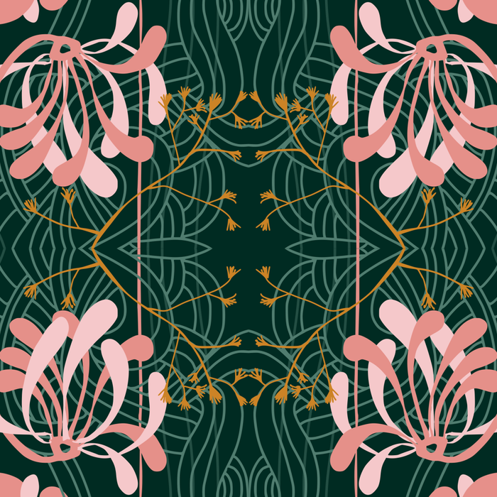 Art Nouveau floral pattern with lines - emerald green Coffee Mug Gallery Image 2