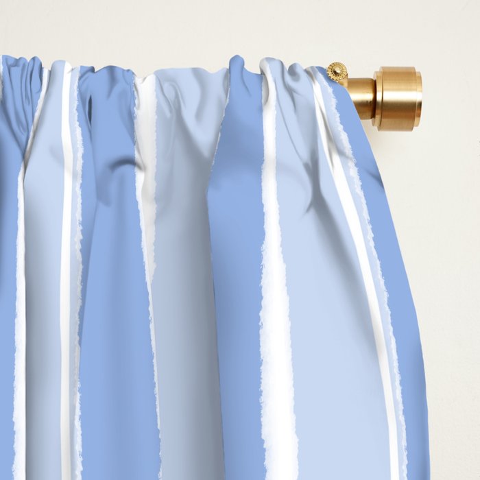 Baby Blue Cottage Stripes Vertical Pattern Window Curtain Gallery Image 2